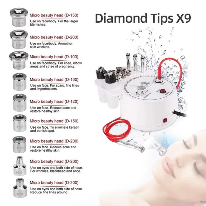 Machine de beauté à Microdermabrasion diamant 3 en 1, dispositif d'exfoliation par pulvérisation d'e