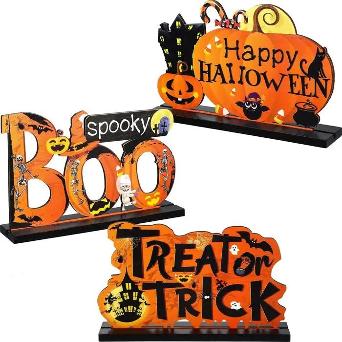 Décoration artisanale créative d'Halloween en bois