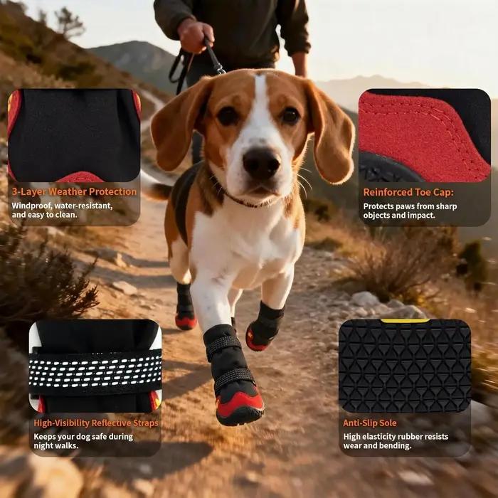 Bottes pour chien pour la neige et la randonnée