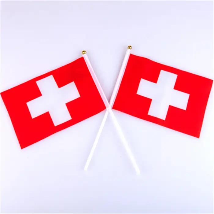Drapeau de main suisse en polyester pour décoration intérieure et extérieure patriotique et élégante pour les occasions spéciales et la maison