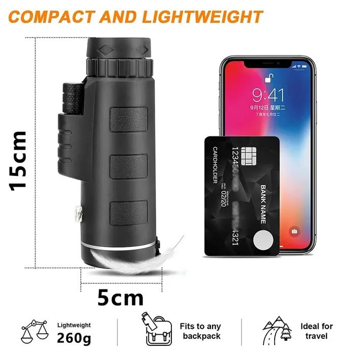 Monoculaire télescope 40x60 HD professionnel vision nocturne puissant étanche zoom poche smartphone chasse