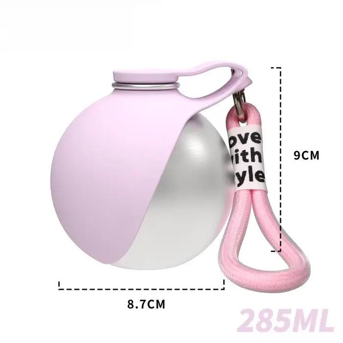 Bouteille d'eau portable pour chien 285 ml en acier inoxydable avec bol en silicone, anti-fuite et f