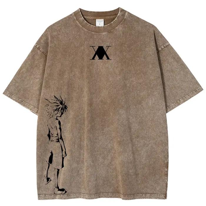 HUNTER × HUNTER Manga T-shirt graphique pour hommes femmes vêtements Killua Zoldyck imprimé lavé surdimensionné T-Shirt à manches courtes coton T-Shirt