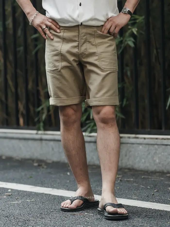Pantalon de travail utilitaire USN non en stock, en coton 12oz, style militaire vintage, pour homme, été, 4 poches, coupe Bermuda