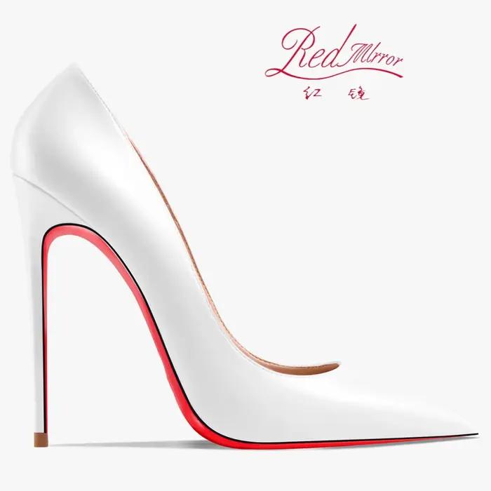 Chaussures pour femmes 2025 tendance en cuir de luxe fond rouge talons hauts 12 cm bout pointu escar