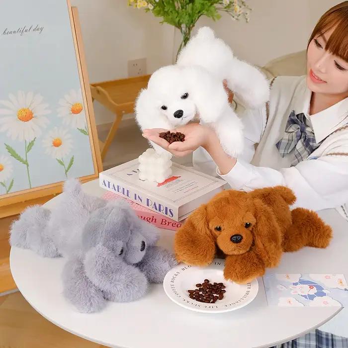 Peluche chiot noir kawaii 30cm en tissu rempli de coton PP jouet en peluche doux pour adultes et enfants de plus de 14 ans occasions spéciales