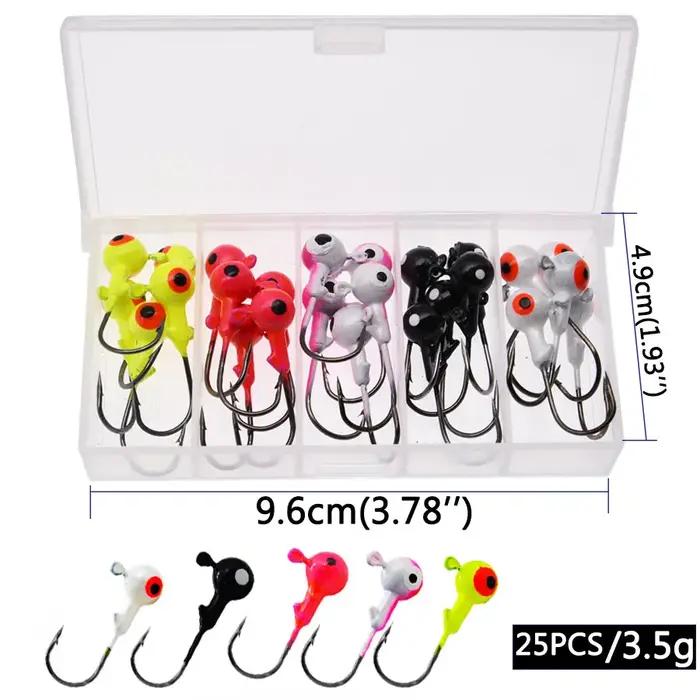 WODJYJ – Boîte de hameçons de pêche à tête ronde (1g, 1.5g, 2g, 3g, 3.5g) avec couleurs assorties, h