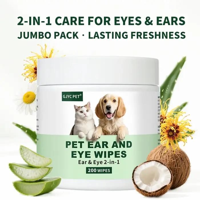 Lingettes pour animaux de compagnie pour chiens et chats, yeux et oreilles, 2 en 1, lingettes de toi