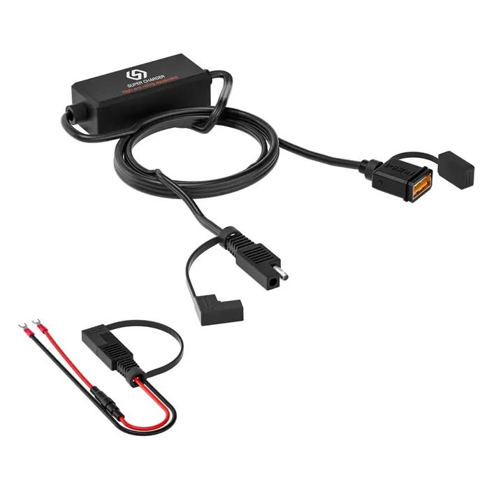 Chargeur rapide USB pour moto étanche, 18W, chargeur SAE vers USB, 12-24V, QC3.0, charge rapide 3.0,