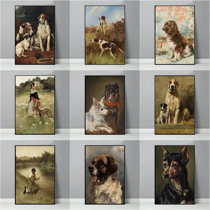 Affiche d'impression vintage de portrait de chien