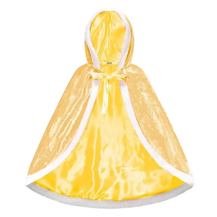 Cape de Princesse à Capuche Solide pour Filles, Costume de Fête de Noël, Anniversaire, Halloween, Carnaval, Accessoire de Cosplay Enfant Polyester Multicolore