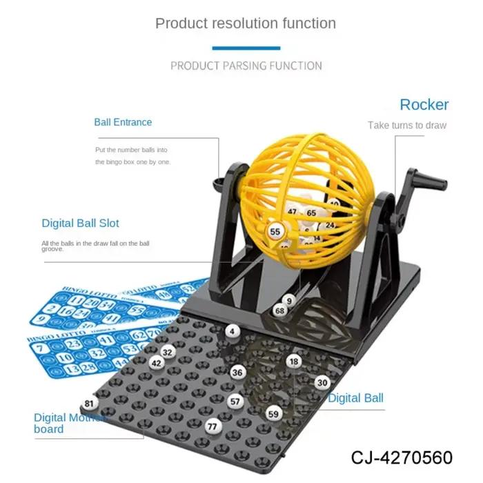 Nouveau jeu de bingo et de loterie en ABS, avec machine rotative à cage tournante, jeu de société interactif de simulation de loterie, accessoires pour jeux de société à domicile