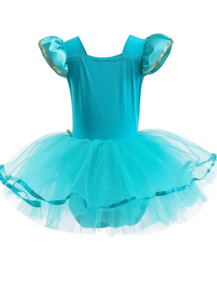 Robe Tutu Princesse Jasmine avec Cape pour Petite Fille, Costume de brevBallerine, Tenue de brev, Bl