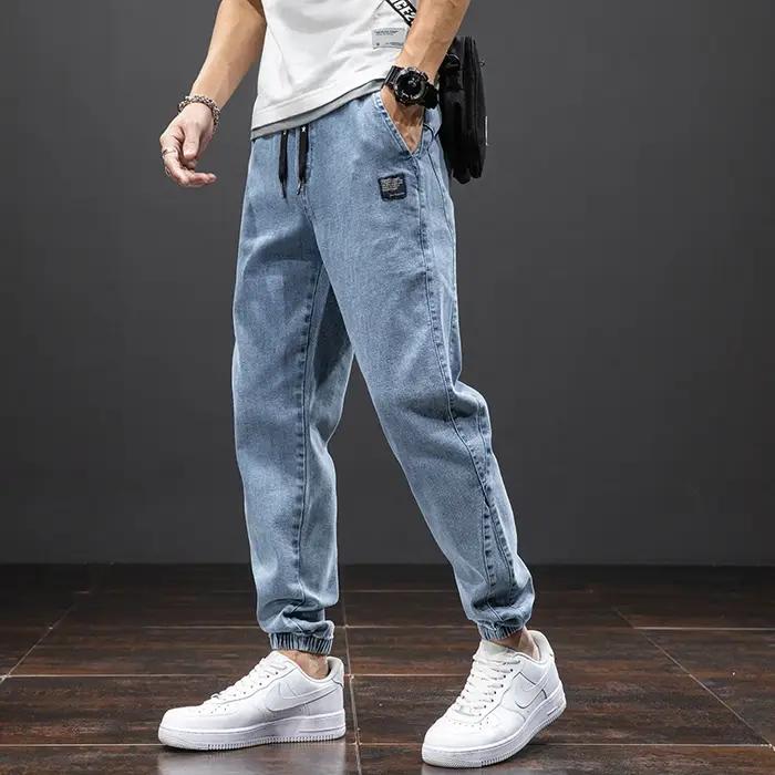 Printemps été noir bleu Cargo Jean hommes Streetwear Denim survêtement pantalon