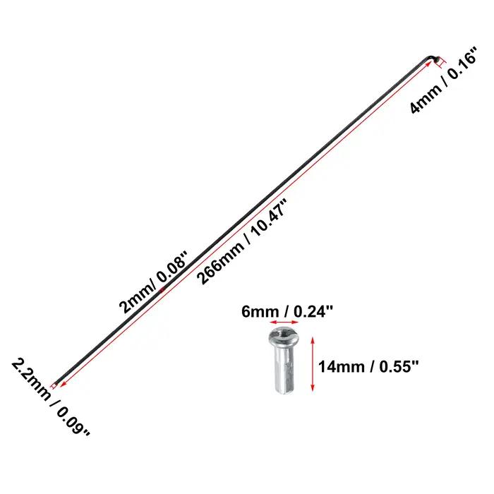 X Autohaux 14G J Bend rayons de vélo en acier 136-293mm de longueur avec écrous pièces de rechange d