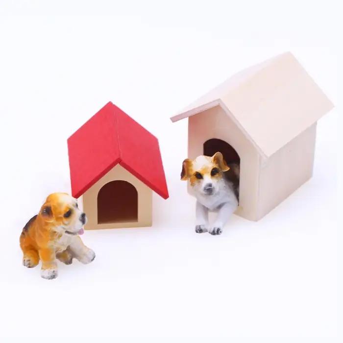 Mini chenil pour chien en bois 1:12 pour maison de poupée