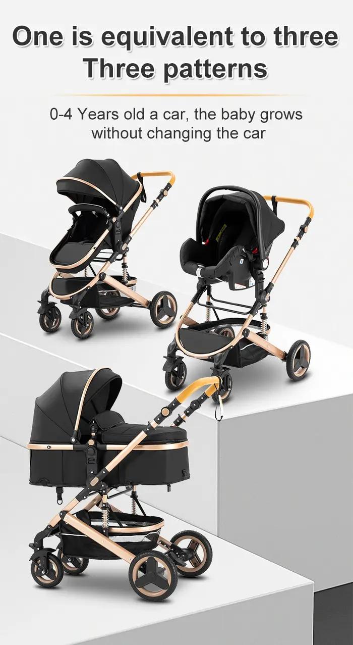 Poussette compacte 3-en-1 pour bébé, siège auto pour nourrisson, système de voyage portable pour nou
