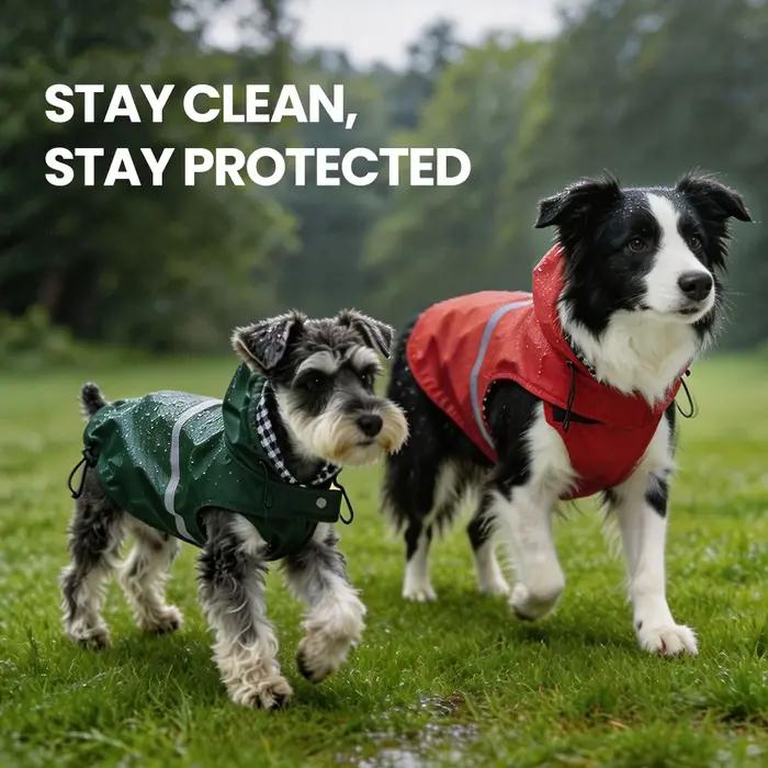 Manteau de pluie pour chien, imperméable réfléchissant réglable avec capuche et trou pour laisse, doublure respirante double couche, adapté aux chiens