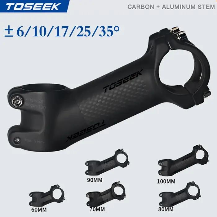 Toseek tige de vtt en Fiber de carbone 6/10/17/25/35 degrés tige de vélo tige ultralégère 60/70/80/9