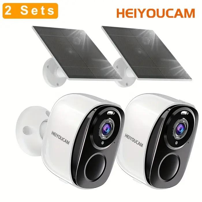 Caméra sécurité sans fil extérieure 2K 3MP batterie projecteur - Surveillance WiFi étanche audio bidirectionnel sirène