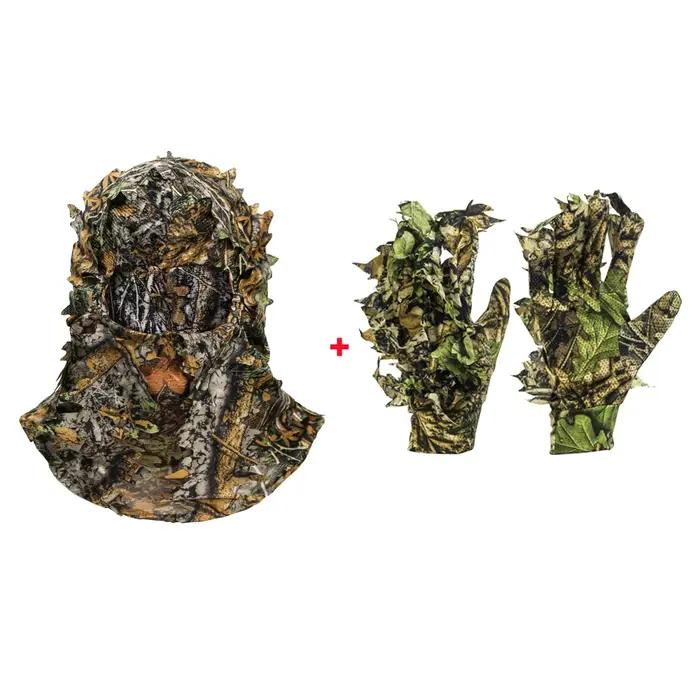 Masque facial 3D feuillu Ghillie pour chasse à la dinde - Camouflage intégral tête et visage