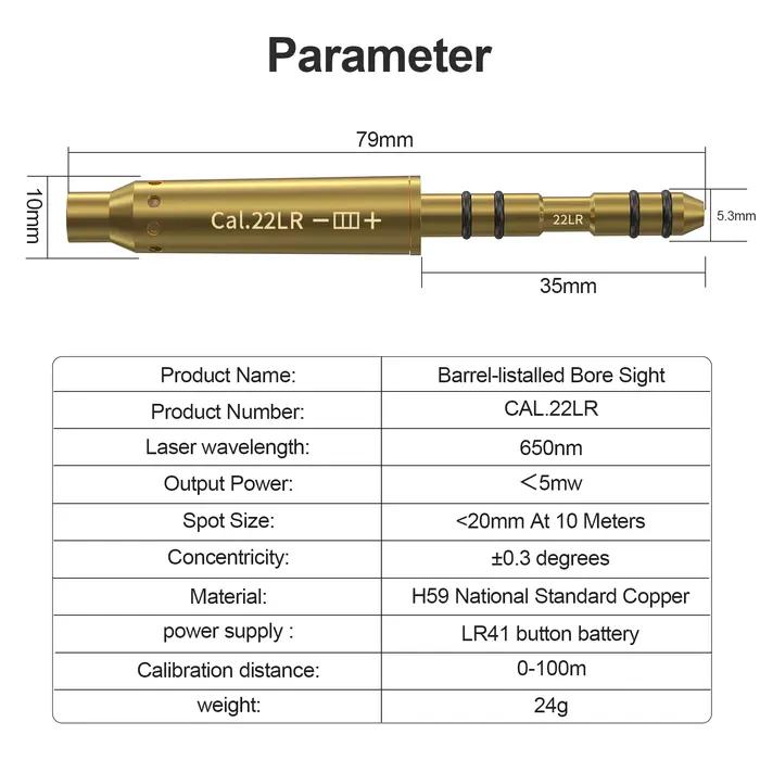 Outil de calibrateur de tir d'entraînement au laser rouge Cal.22LR, conçu spécifiquement pour la fin des jouets de baril