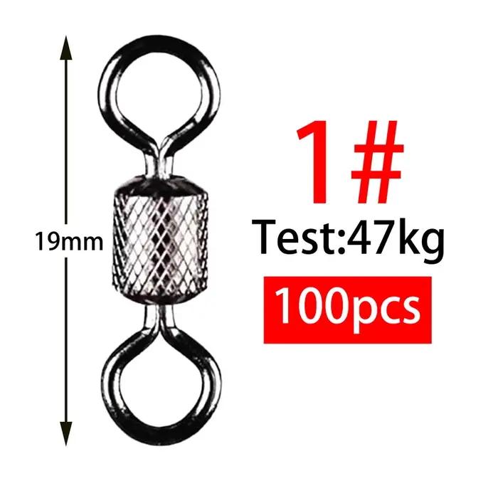 100 pièces de pêche pivotantes 1 # -14 # Taille connecteur solide roulement à billes Snap