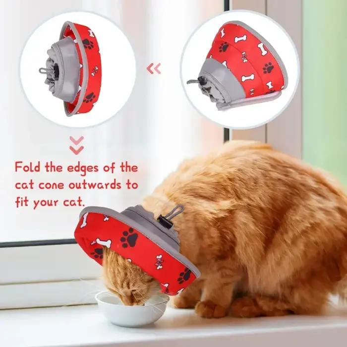 Collier de récupération réglable pour chat après opération, protection anti-morsure, cône de cou, élégant et doux pour chats récupération post-opératoire