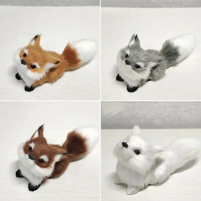Mini Renard En Peluche Pour La Décoration De Maison, Simulacre Animal Accroupi, Figurine Décorative Robuste Pour Salon Occasions Spéciales