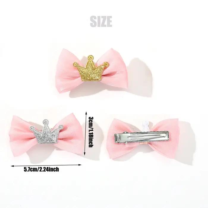 Nœuds couronne à paillettes roses pour coupes de cheveux de chien