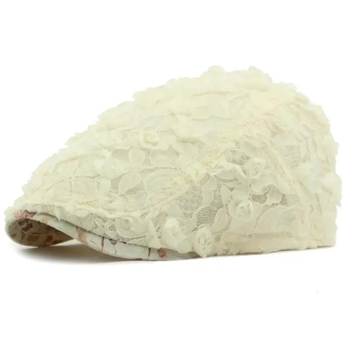 HT4784 béret casquette printemps été dentelle maille casquette hommes femmes Vintage artiste Floral