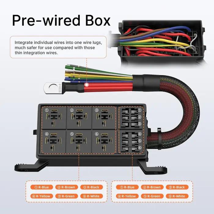 Boîtier de relais 12V 6 voies avec boîte à fusibles étanche pour voitures camions et bateaux protection des circuits électriques