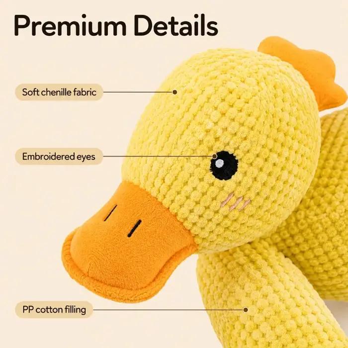 Jouet interactif pour chien en forme de canard couineur, jouet à mâcher en peluche chenille avec rembourrage en coton PP, compagnon câlin pour chiens de petite, moyenne et grande taille.