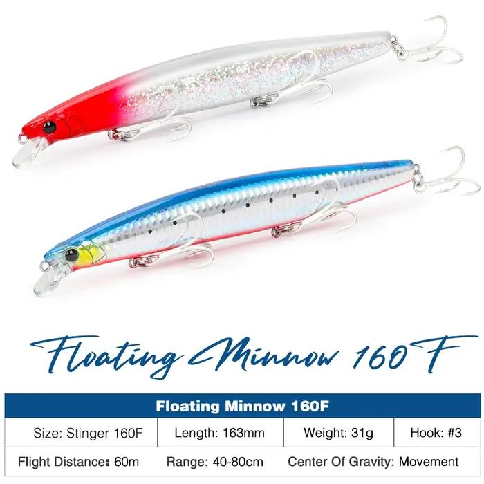 TSURINOYA 160F leurre de pêche méné flottant STINGER 163mm 31g longue coulée artificielle bar eau sa