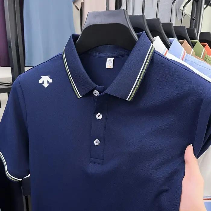 Polo décontracté de luxe haut de gamme pour homme avec logo brodé – Nouvelle collection été, respirant, idéal pour le golf et les affaires, à manches courtes