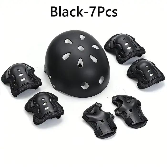 Ensemble de protections réglables pour enfants 7 pièces/ensemble équipement de sécurité épaissi absorbant les chocs respirant adapté pour divers sports de plein air