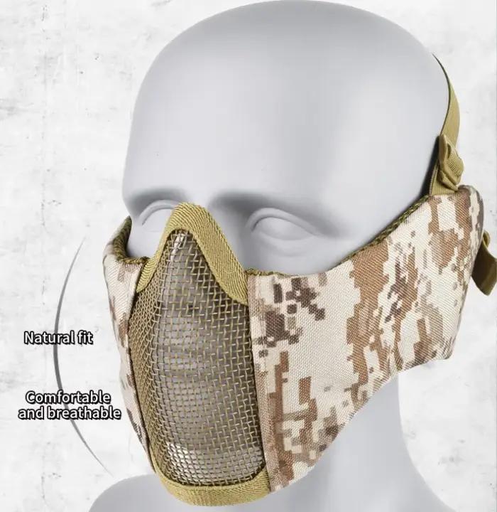 Hunting Foldable Mesh Mask With Ear Protection Airsoft Half Face Paintball Shoot