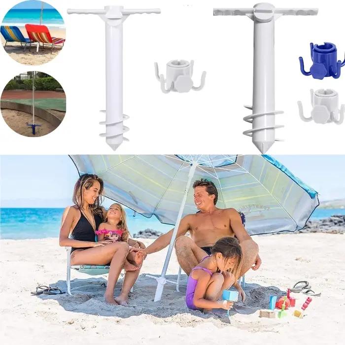 Support de parapluie de plage rotatif avec inserts de crochet, équipement de prise de parapluie en s