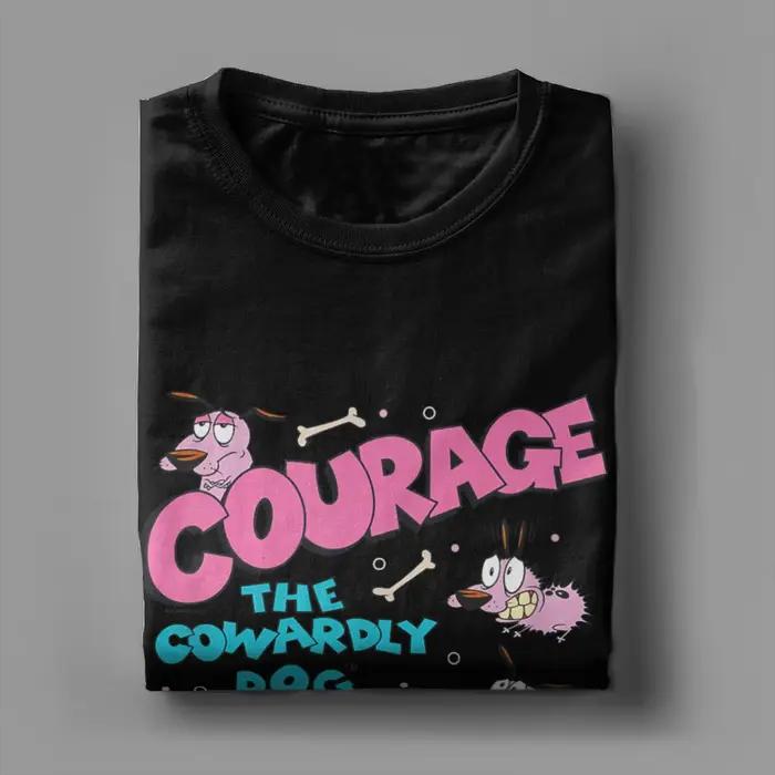 T-shirt Hommes Courage le chien décontracté en coton fin imprimé pour hommes toutes saisons et occasions quotidiennes