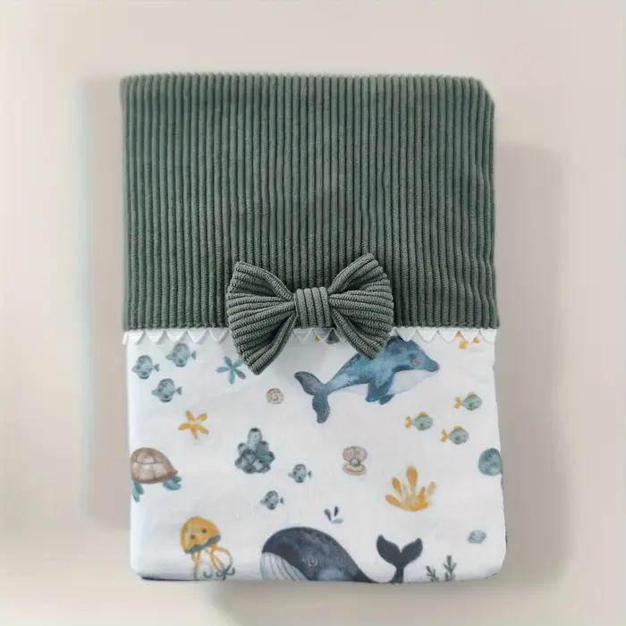 Couverture de manuel parental en velours côtelé brodée avec un nom personnalisé | Motif mignon | 22cm*16cm | Cadea