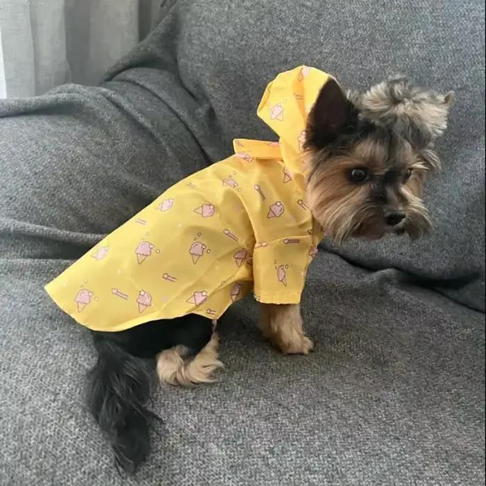 Manteau d'été imperméable pour chien en polyester imprimé tendance pour promenades pluvieuses et activités extérieures chiot bichon schnauzer welsh