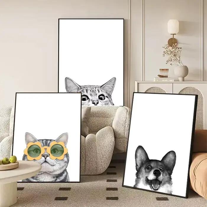 Peinture d'animaux mignons style japonais sur toile impression haute qualité pour décoration maison occasions spéciales