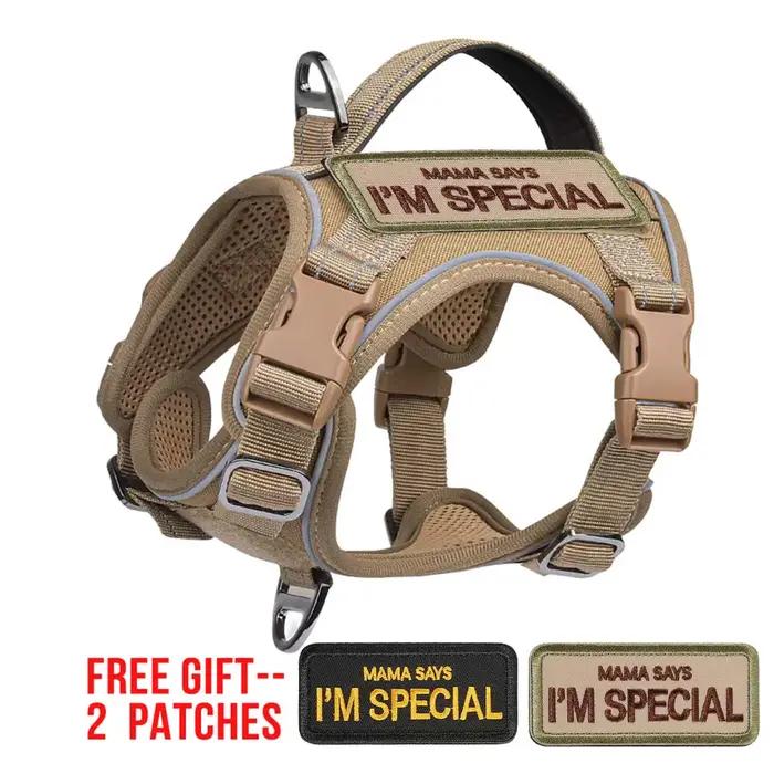 Harnais tactique en nylon pour chiots avec poignée verticale et bandes réfléchissantes pour entraînements en plein air et sécurité nocturne