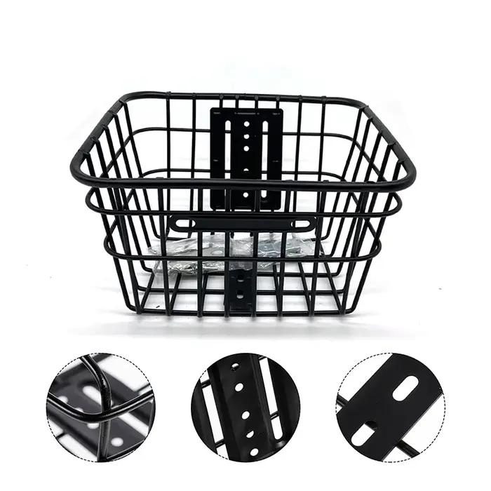 1 pièces panier de rangement en fer noir panier pliant panier suspendu Durable panier de guidon avan