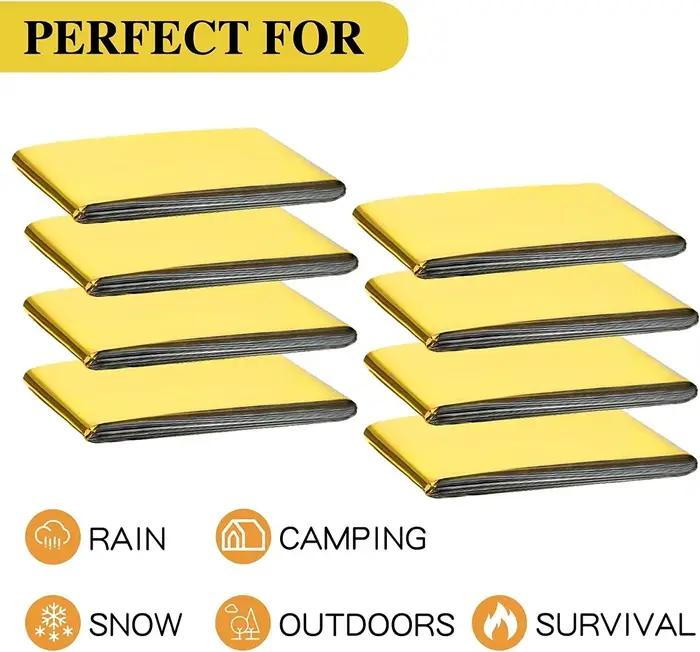 Couverture de survie d'urgence en or et argent pour l'extérieur, imperméable, rideau en feuille, cou