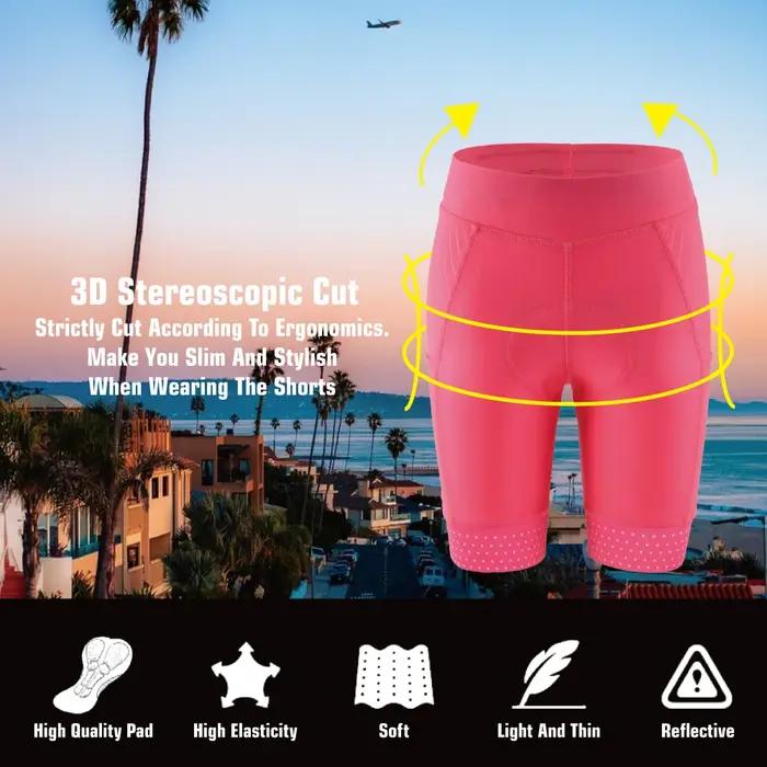 KEMALOCE-Short de cyclisme respirant pour femme, rose et noir, short de vélo d'été avec poche coussr