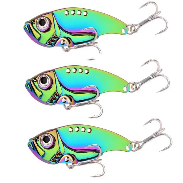Leurre métallique vibrant rigide coloré avec cuillère, appât artificiel idéal pour la pêche à la cig
