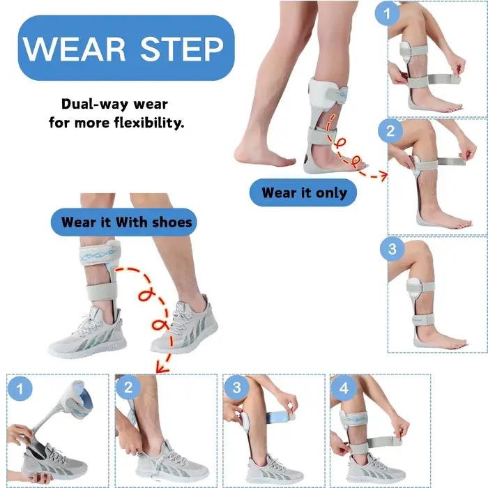 Attelle de pied tombant AFO, stabilisateur de pied tombant, support AFO pour la marche, léger, réglable, polyéthylène, convient à la plupart des chaussures facilement