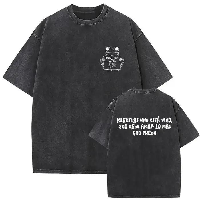 T-shirt vintage délavé Rapper Bad Bunny Debi Tirar Mas Fotos DTMF World Tour 2026 – T-shirts mode Hi