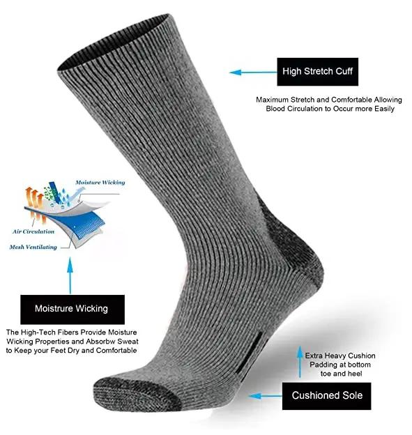 Chaussettes merino 70% chasse hiver - Chaussettes techniques ski randonnée chaleur extrême confort